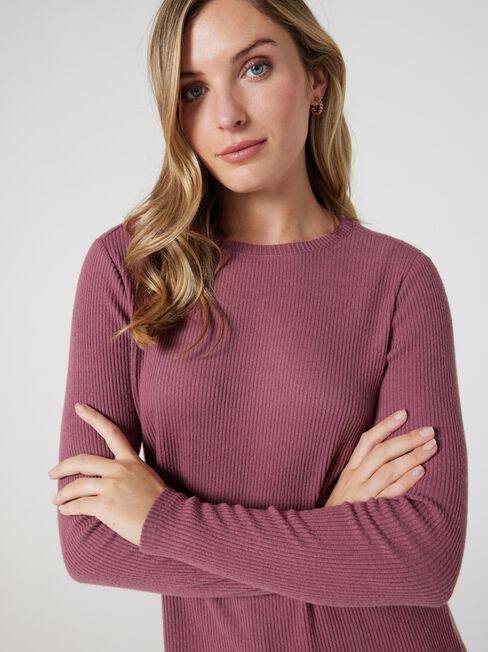 Sophie Rib Soft Touch Pullover, Purple, hi-res