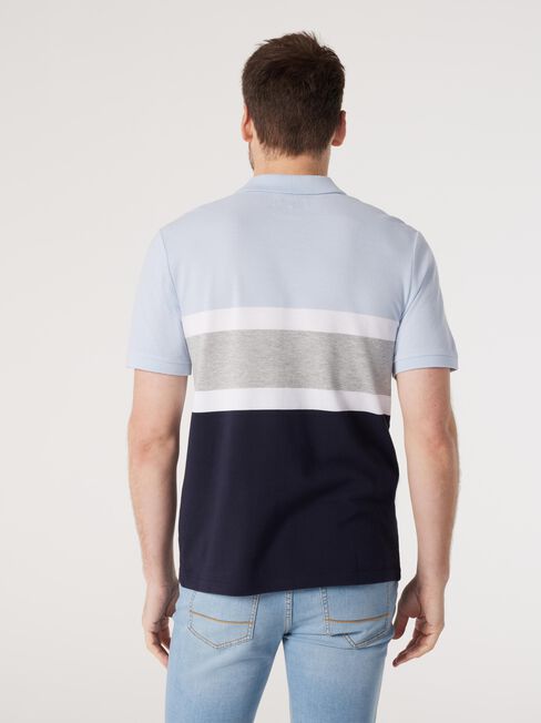SS Wells Panel Stripe Polo, Blue, hi-res