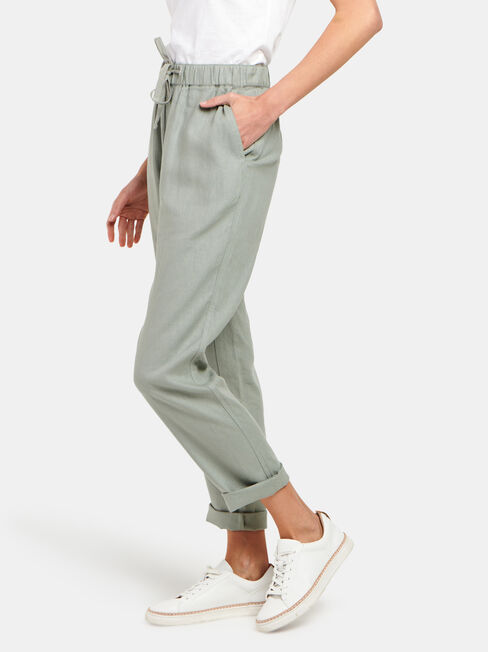 Linen Blend Pant, Green, hi-res