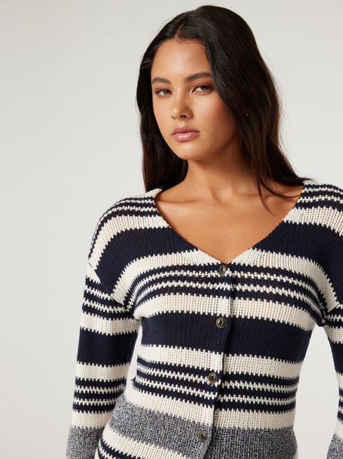Dakota Stripe Cardigan, Ink, hi-res