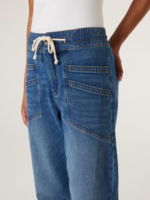 Emily J-Luxe Tapered Jeans, Mid Indigo, hi-res