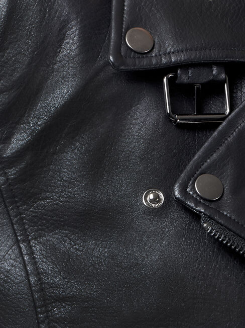 Frankie PU Jacket, Black, hi-res