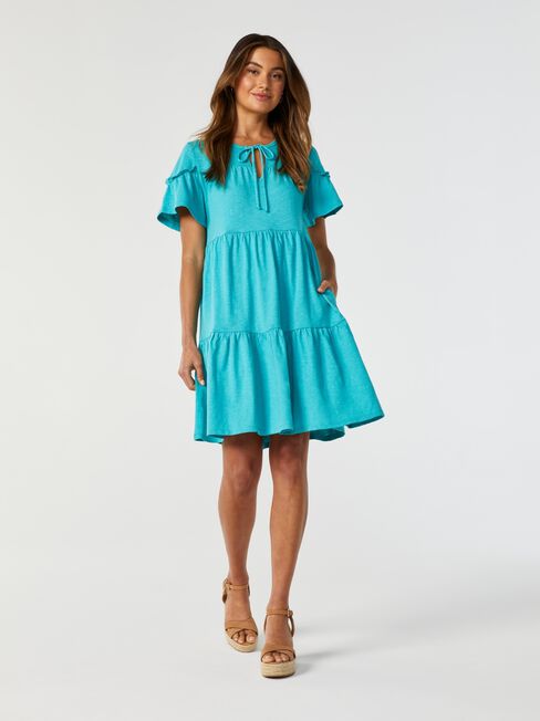 Blossom Jersey Dress, Green, hi-res