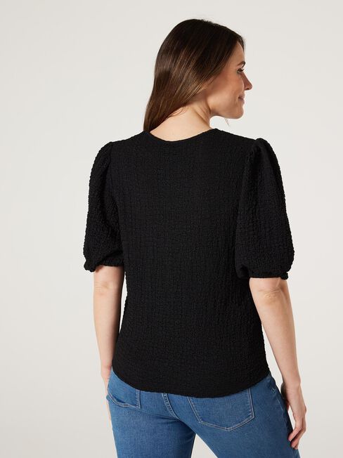 Kris Textured Jersey Top, Black, hi-res