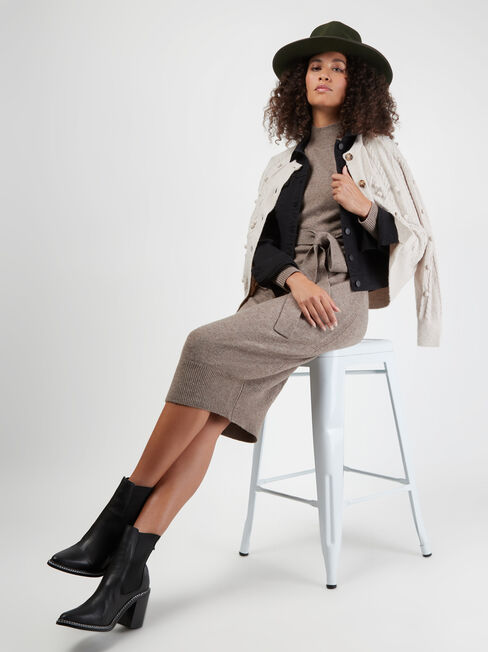 Brea Knit Dress, Brown, hi-res