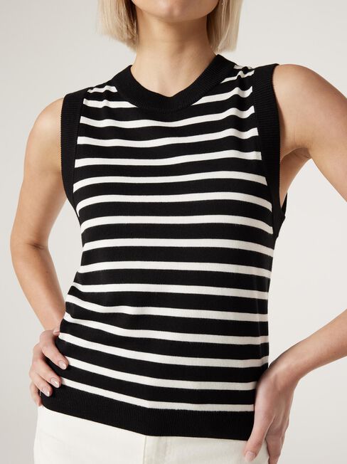 Sarah Stripe Knit Top, Stripe, hi-res