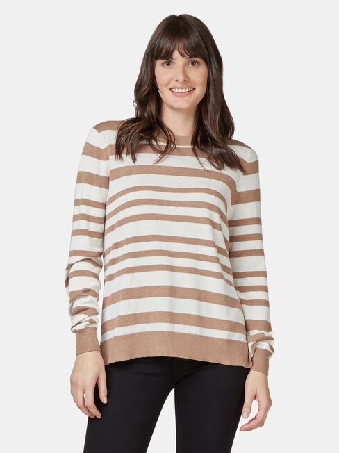 Aspen Curve Hem Essential Knit, Stripe, hi-res