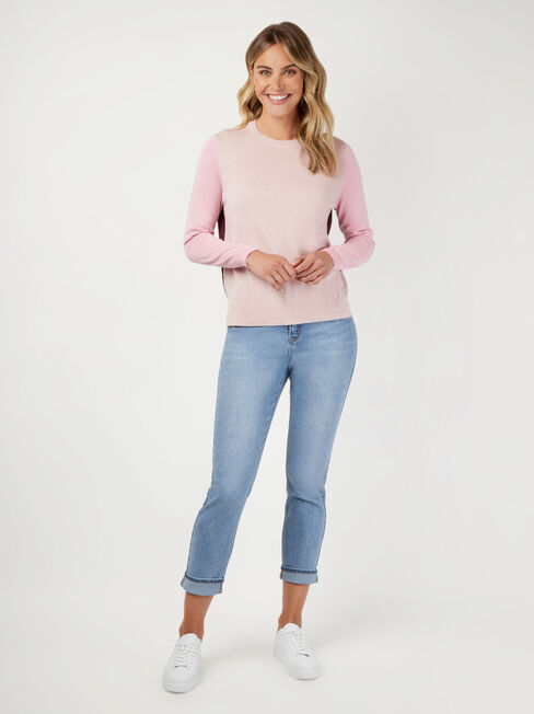 Remi Colour Block Knit, Pink, hi-res