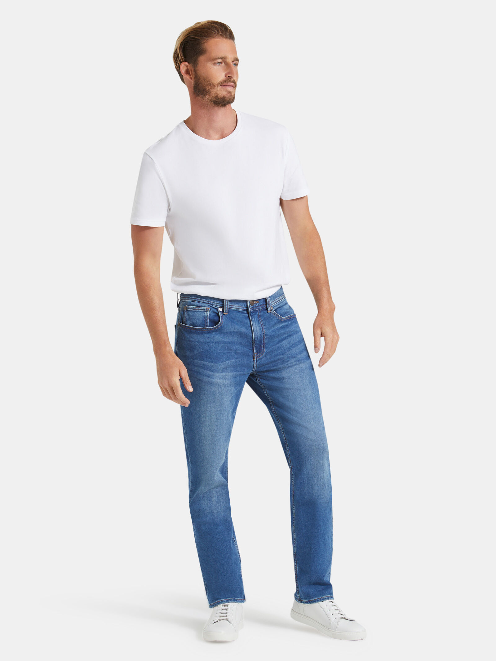 Light wash shop slim straight jeans