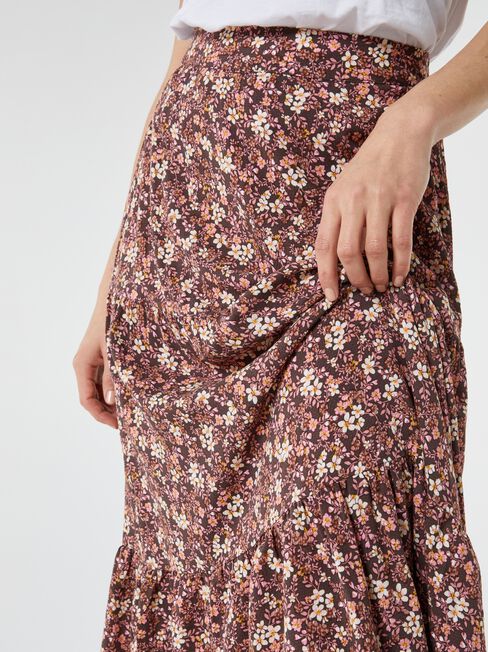 Birdie Tiered Maxi Skirt, Floral, hi-res