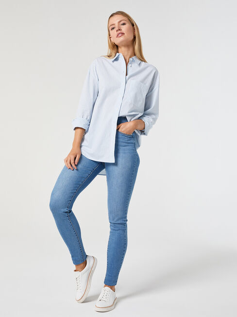 Fern Cotton Stripe Shirt, Blue Stripe, hi-res
