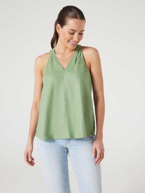 Helena V-Neck Top, Green, hi-res