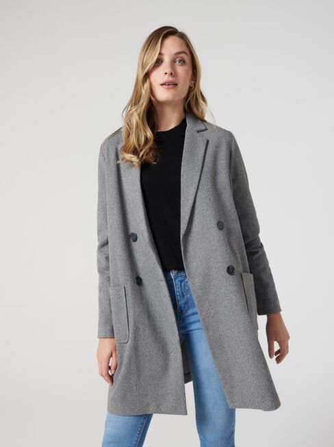 Sarah Longline Coat, Grey Marle, hi-res