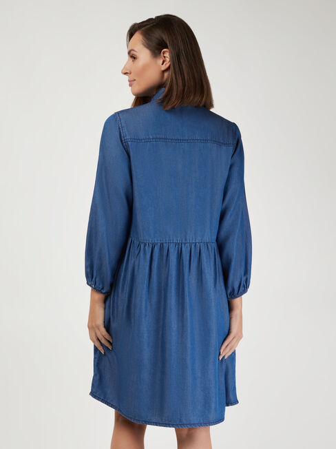 Ella Denim Shirt Dress, Blue, hi-res