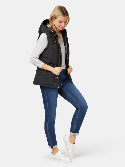 Bella Padded Vest, Black, hi-res