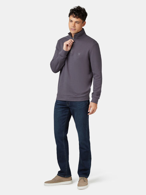 Butler Zip Neck Sweat, Grey, hi-res