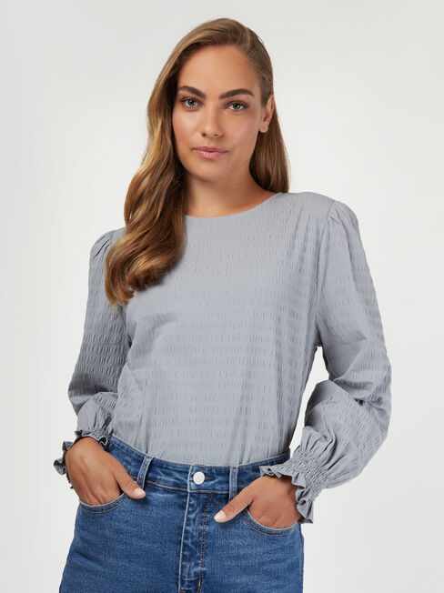 Tessa Textured Top, Grey, hi-res