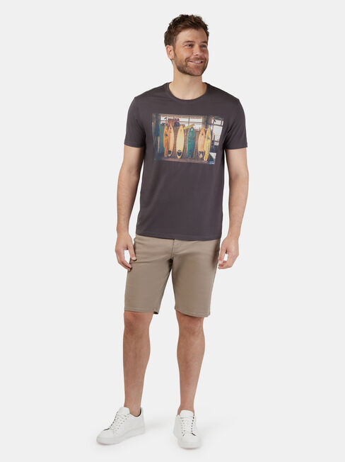 Leon Short Sleeve Print Crew Tee, Grey, hi-res