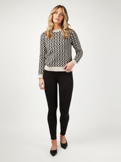 Geometric Intarsia Pullover, Print, hi-res