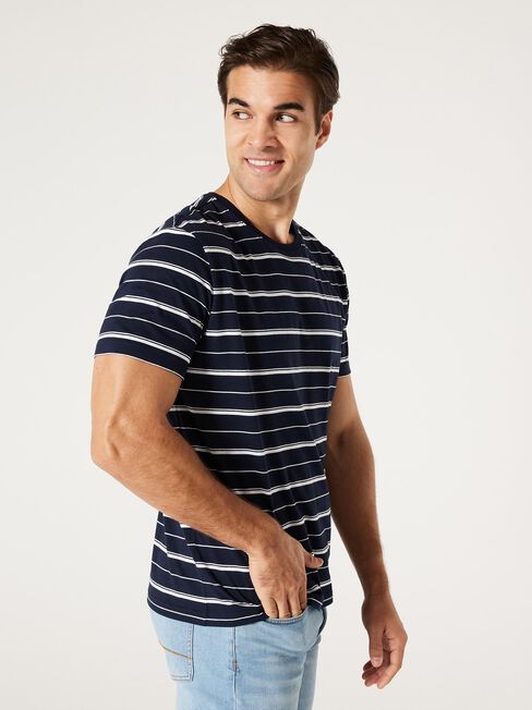 SS Jai Stripe Crew Tee, Ink Multi Stripe, hi-res