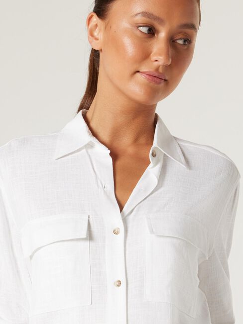 Tiggy Linen Maternity Shirt, White, hi-res