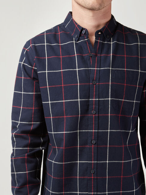 Roman Brushed Check Shirt, Blue, hi-res