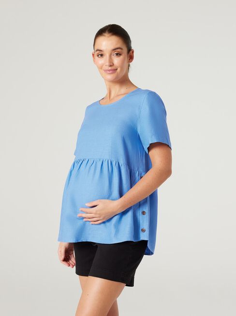 Gracie Side Button Maternity Top, Sapphire, hi-res