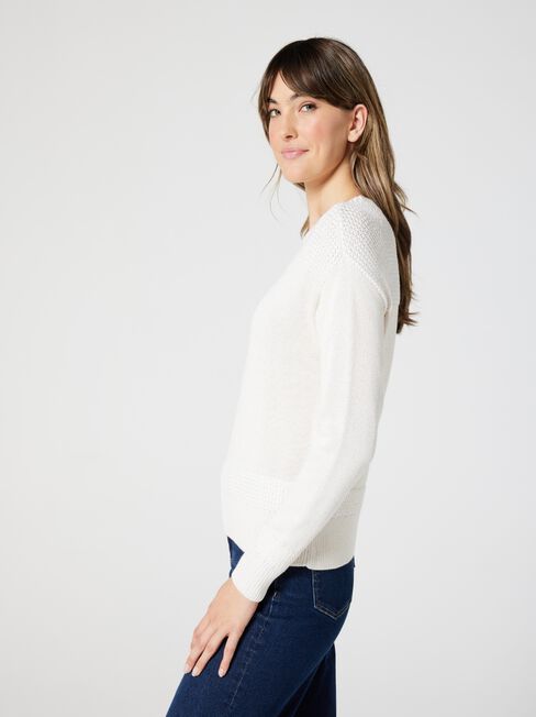 Paige Rack Stitch Pullover Knit, Malt, hi-res