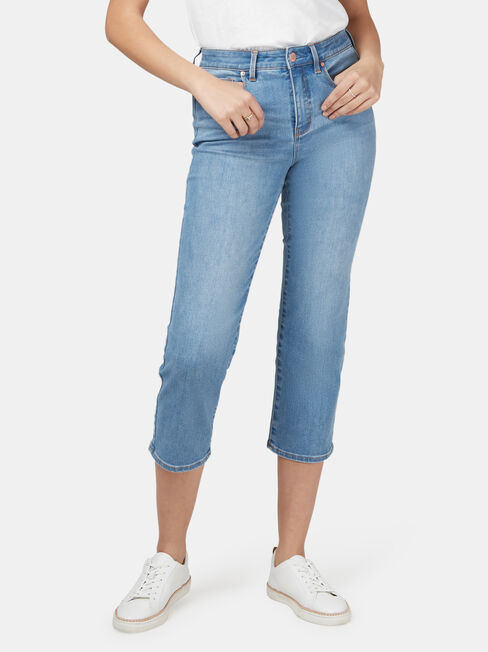 Sara Slim Straight Capri Light Indigo, Light Indigo, hi-res