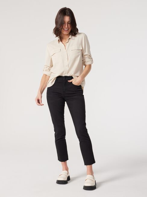 Lizzy Relaxed Tencel Shirt, Thyme, hi-res