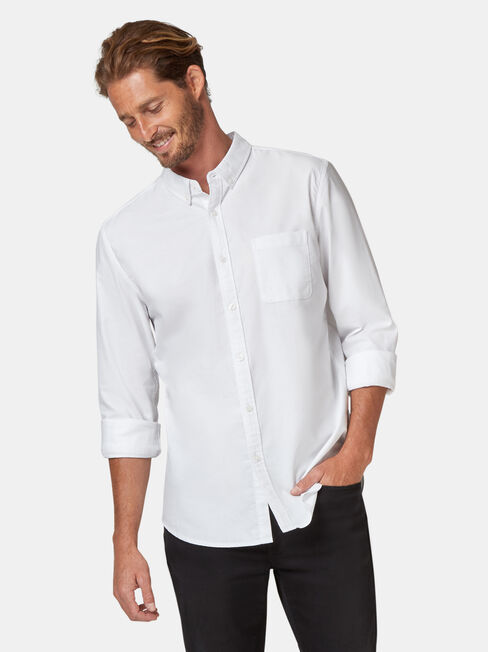 LS Heston Oxford Shirt, White, hi-res