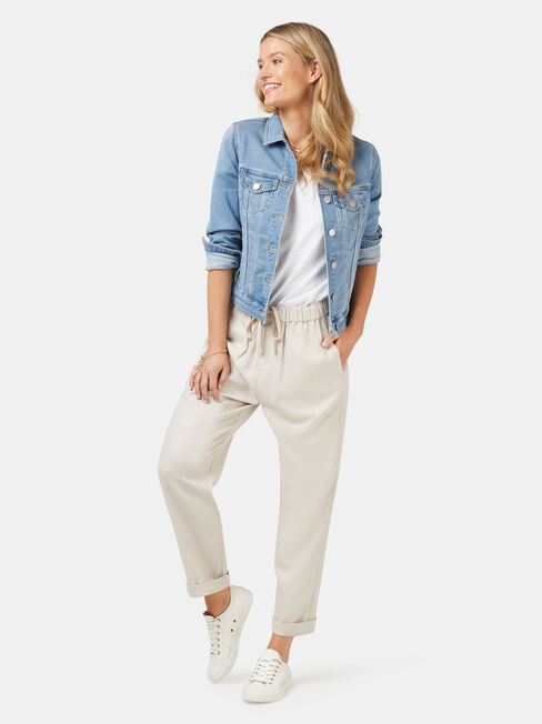 Linen Blend Pant, White, hi-res