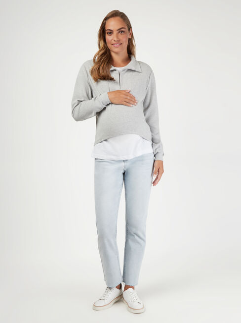 Bailey Zip Front Sweat, Grey, hi-res