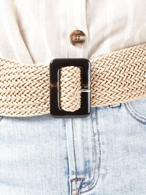 Ainsley Woven Belt, Brown, hi-res