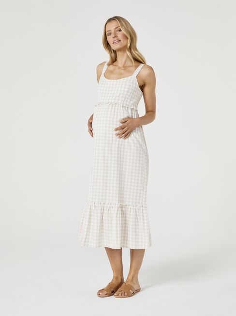 Daisy Maxi Nursing Maternity Dress, White, hi-res