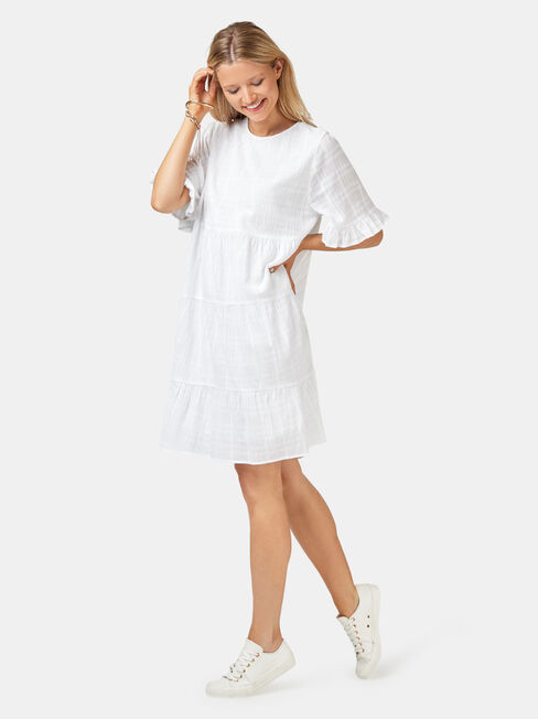 Julia Kaftan Dress, White, hi-res
