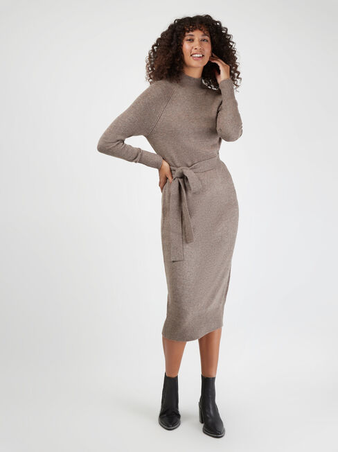 Brea Knit Dress, Brown, hi-res