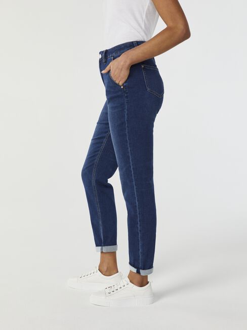 Louisa Slim Boyfriend Jeans, Dark Indigo, hi-res