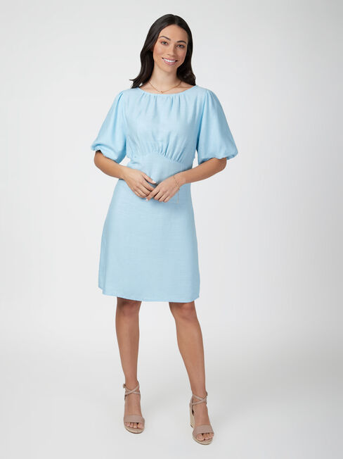 Poppy Puff Sleeve Dress, Blue, hi-res