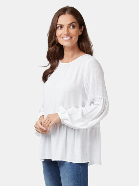 Sally Peplum Blouse, White, hi-res