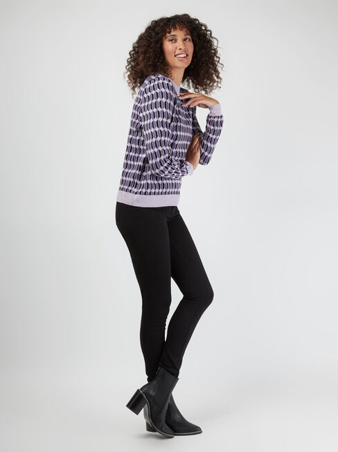 Amara Geometric Knit, Purple, hi-res