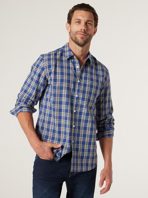 LS Scott Check COOLMAX ® Shirt, Dark Blue Multi, hi-res