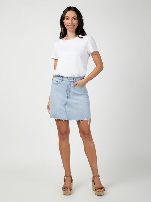 Simone Distressed Denim Skirt, Light Indigo, hi-res