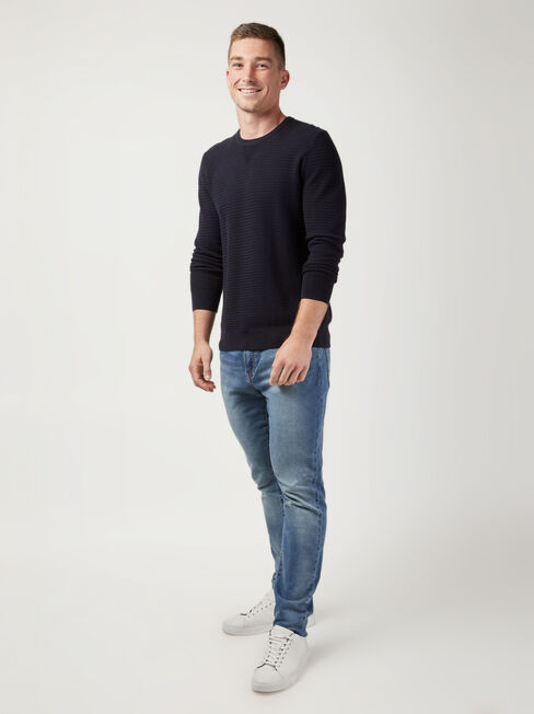 Slater Textured Crew Knit, Blue, hi-res