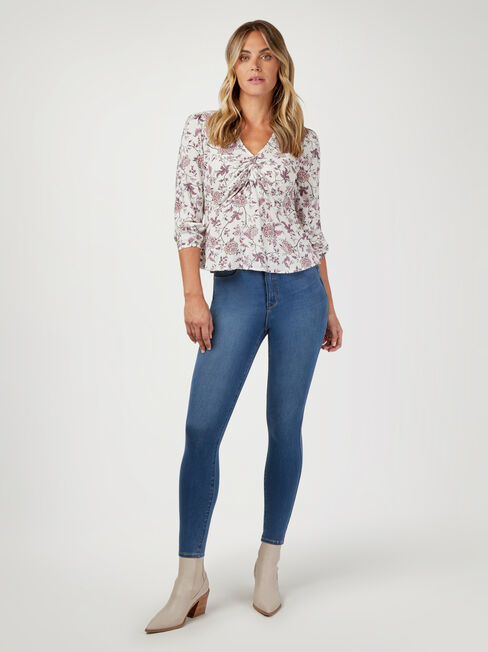 Terryn Twist Front Blouse, Purple, hi-res
