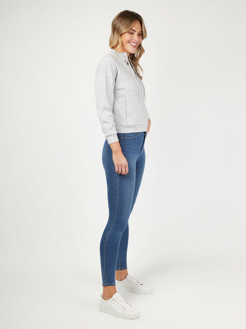 Kaylee Textured Tie Front Top, Grey, hi-res