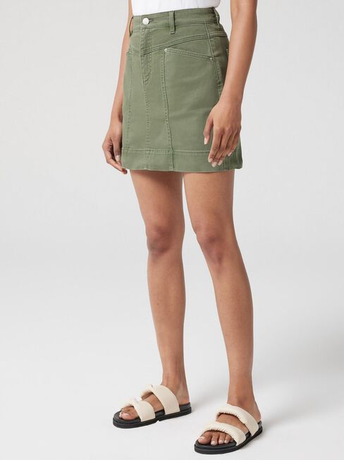 Nadia Denim Skirt, Green, hi-res