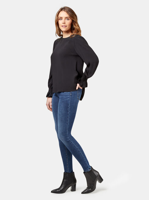 Elliot High Low Blouse, Black, hi-res
