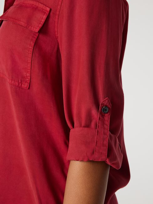Lizzy Relaxed Tencel Shirt, Berry, hi-res