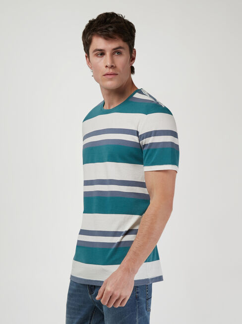 SS Paxton Stripe Crew Tee, Grey, hi-res